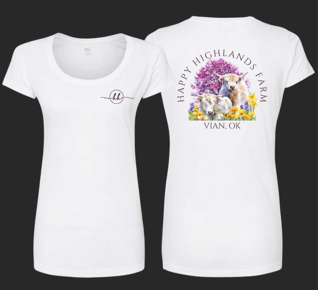 Happy Highlands Women's Scoop Neck T-shirt - White